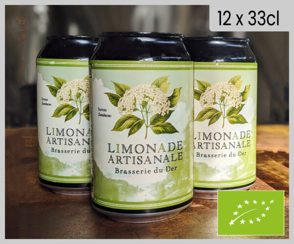 Limonade artisanale BIO - carton de 12 canettes 33cl - "Sureau"